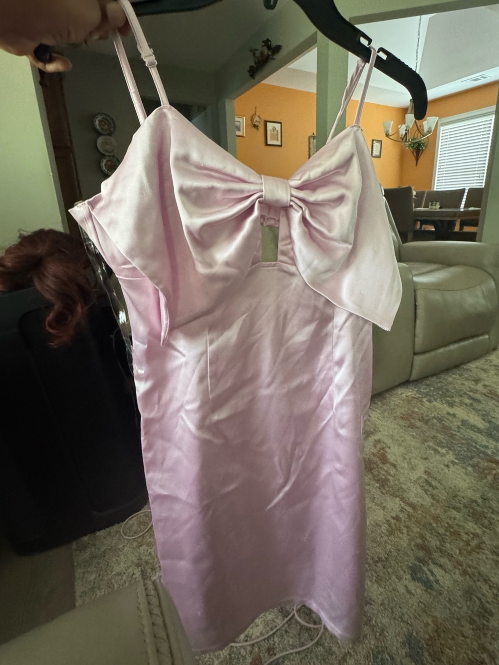 Wild Fable Satin Bow Front Slip Dress in Light Pink